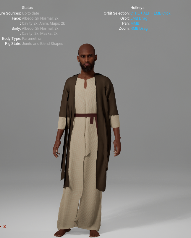 Full-body character model in historical clothing